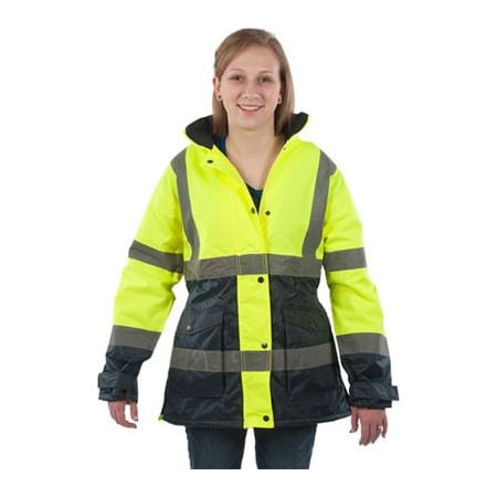 Old Toledo Brands Utility Pro Hi-Vis Ladies Parka Jacket, Class 2, S, Yellow/Black UHV664-S-YN